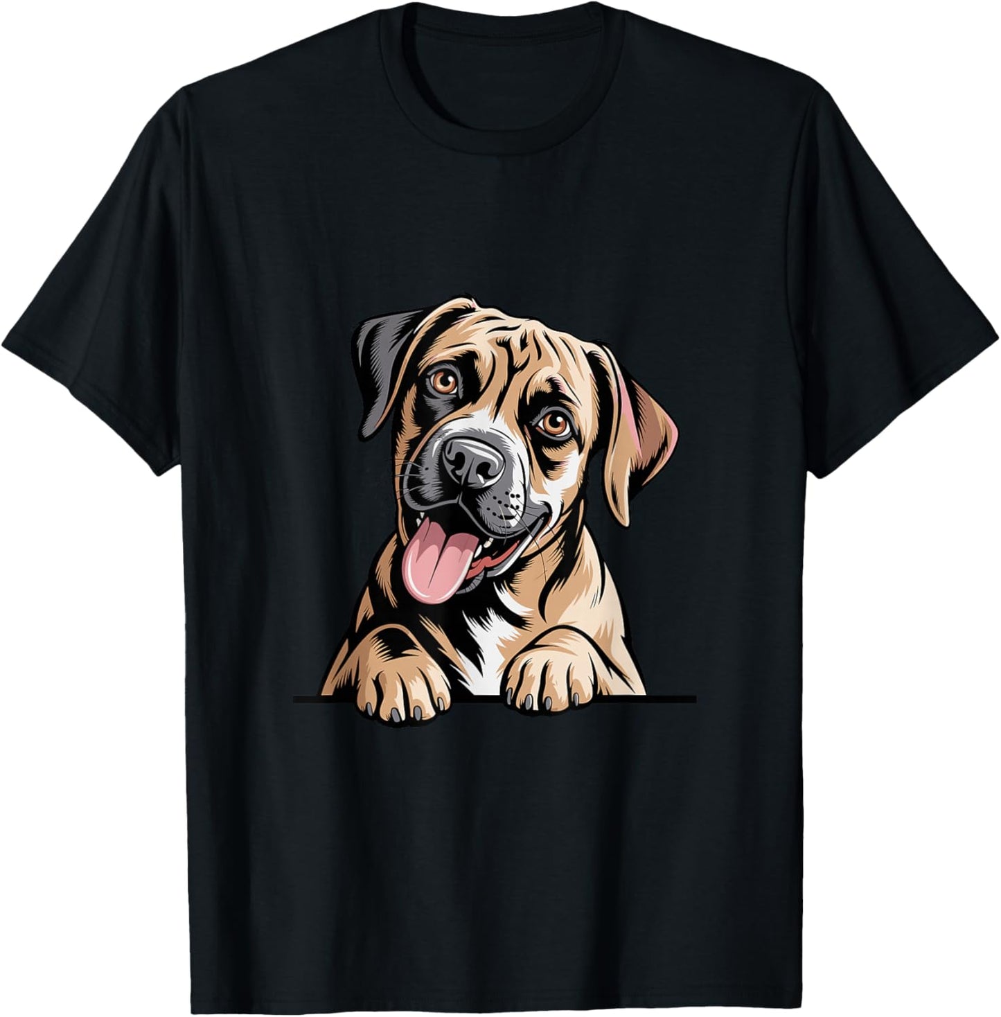 Cute Friendly Hand Drawn Illustration Cartoon Canine Boxador T-Shirt - T-Shirt | Black
