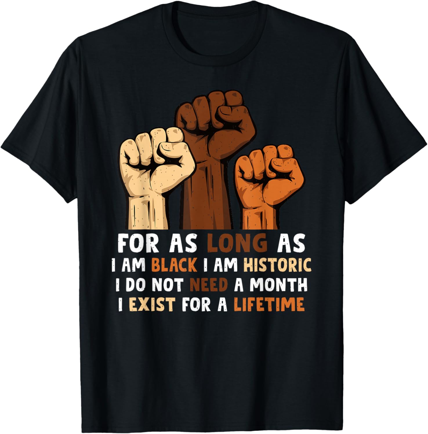 for As Long As Im Black Im Historic Black History Month T-Shirt - T-Shirt | Black