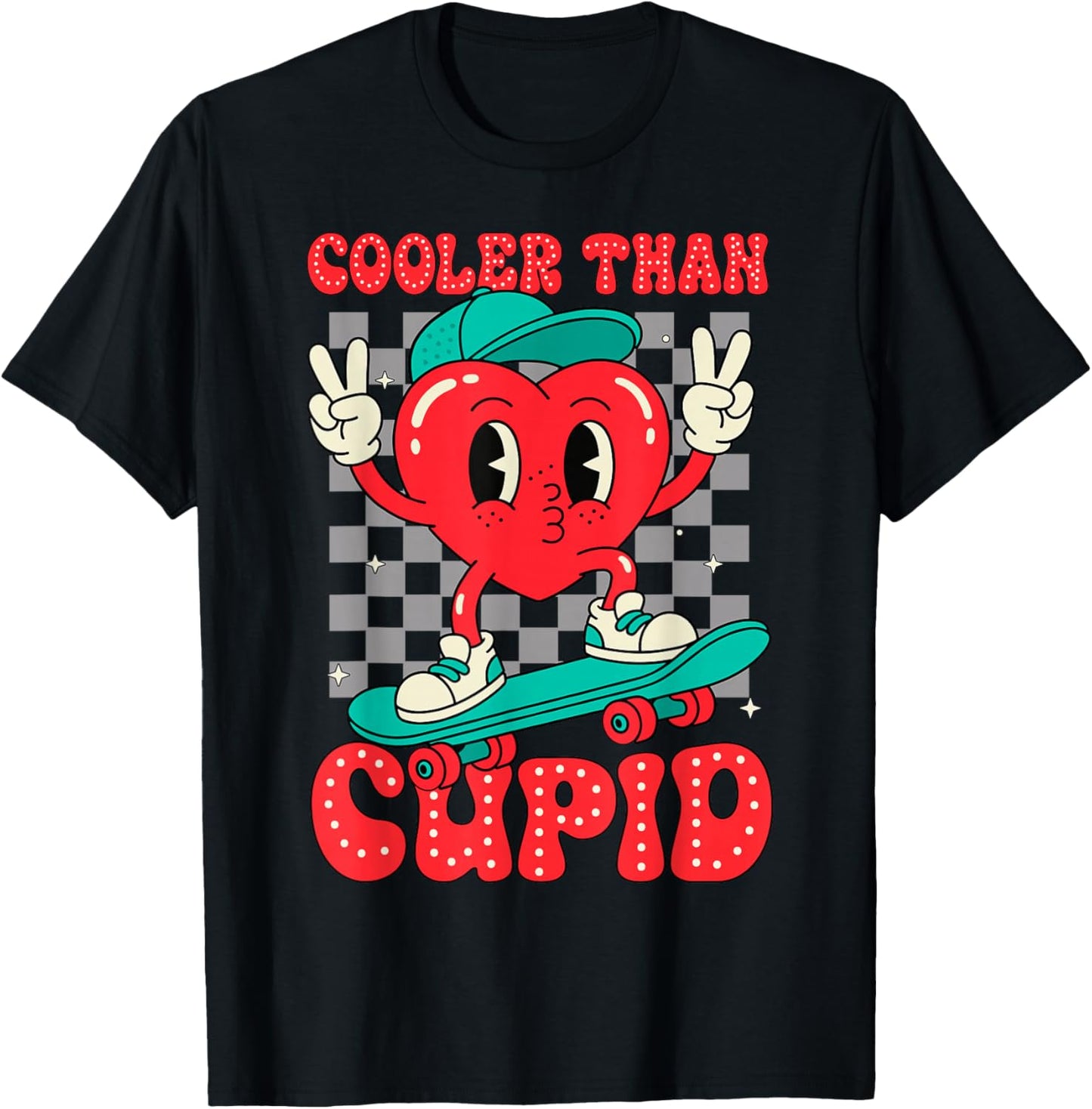 Cooler Than Cupid Valentines Day for Teens Kids Boys Girls T-Shirt - T-Shirt | Black
