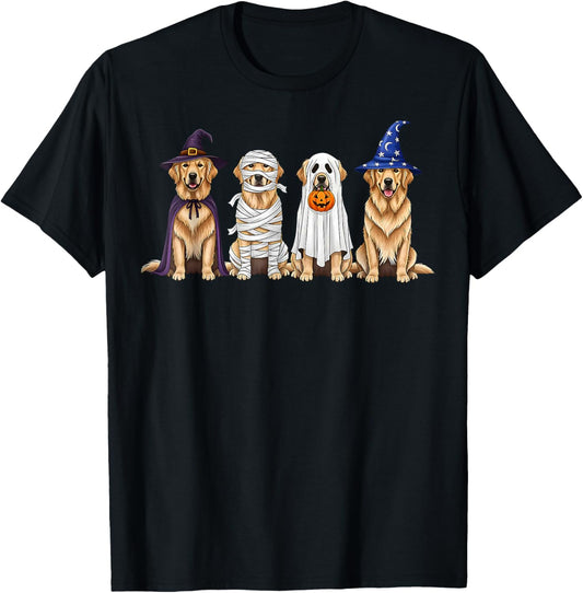 Halloween Golden Retriever Ghost Spooky Dog Lovers Dog Mama T-Shirt - T-Shirt | Black