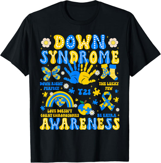 World Down Syndrome Awareness Butterfly Ribbon Men Women T-Shirt - T-Shirt | Black