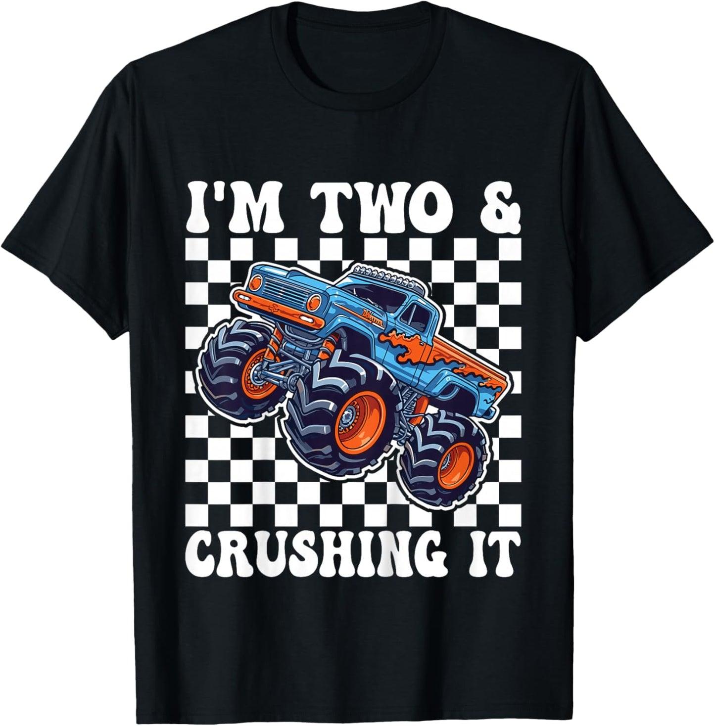 Birthday Monster Truck 2 Year Old Boys 2nd Birthday Party T-Shirt - T-Shirt | Black