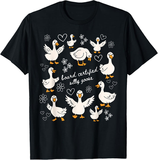 Board Certified Silly Goose Floral Behavior Analyst Therapy T-Shirt - T-Shirt | Black
