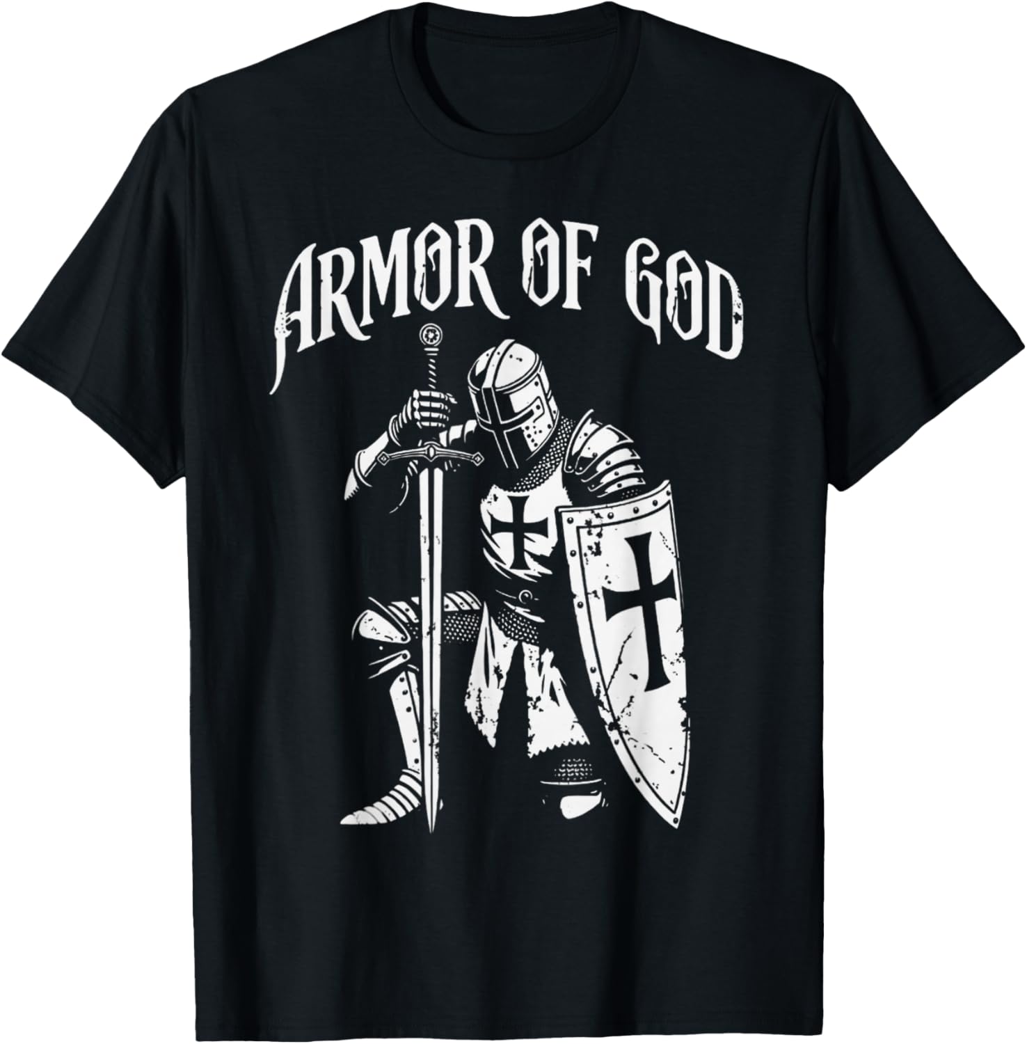 Vintage Christian Knight Armor of God T-Shirt - T-Shirt | Black