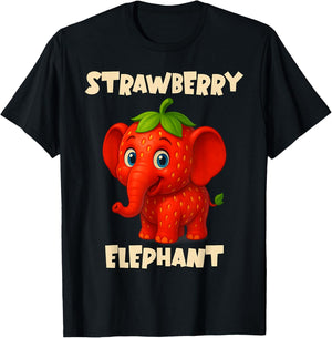 Funny Italian Brainrot Meme Kids Boys Strawberry Elephant T-Shirt - T-Shirt | Black