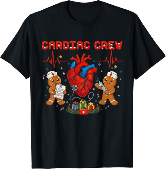 Cardiac Christmas Crew Techs Secretary T-Shirt - T-Shirt | Black