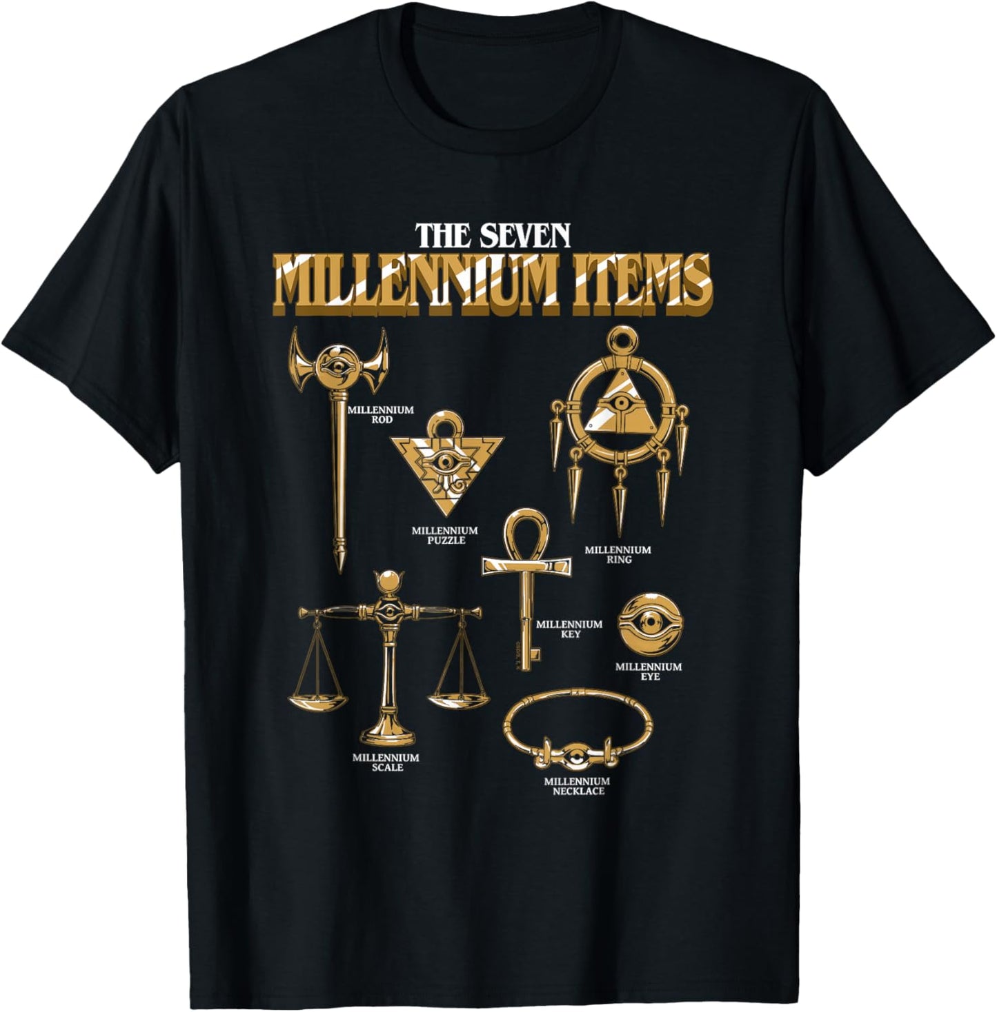 Yu-Gi-Oh! The Seven Millenium Items Chart Anime T-Shirt - T-Shirt | Black