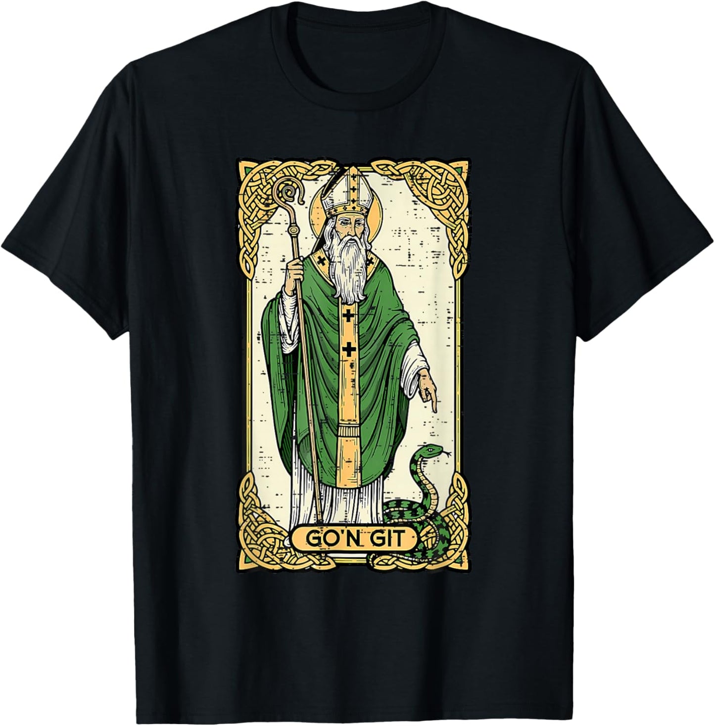 St Patrick Snake Gon Git Card Saint Pattys Men Women Kids T-Shirt - T-Shirt | Black