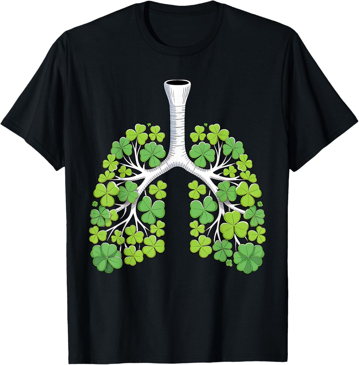 Respiratory Therapist Lungs Shamrock Funny St Patricks Day T-Shirt - T-Shirt | Black
