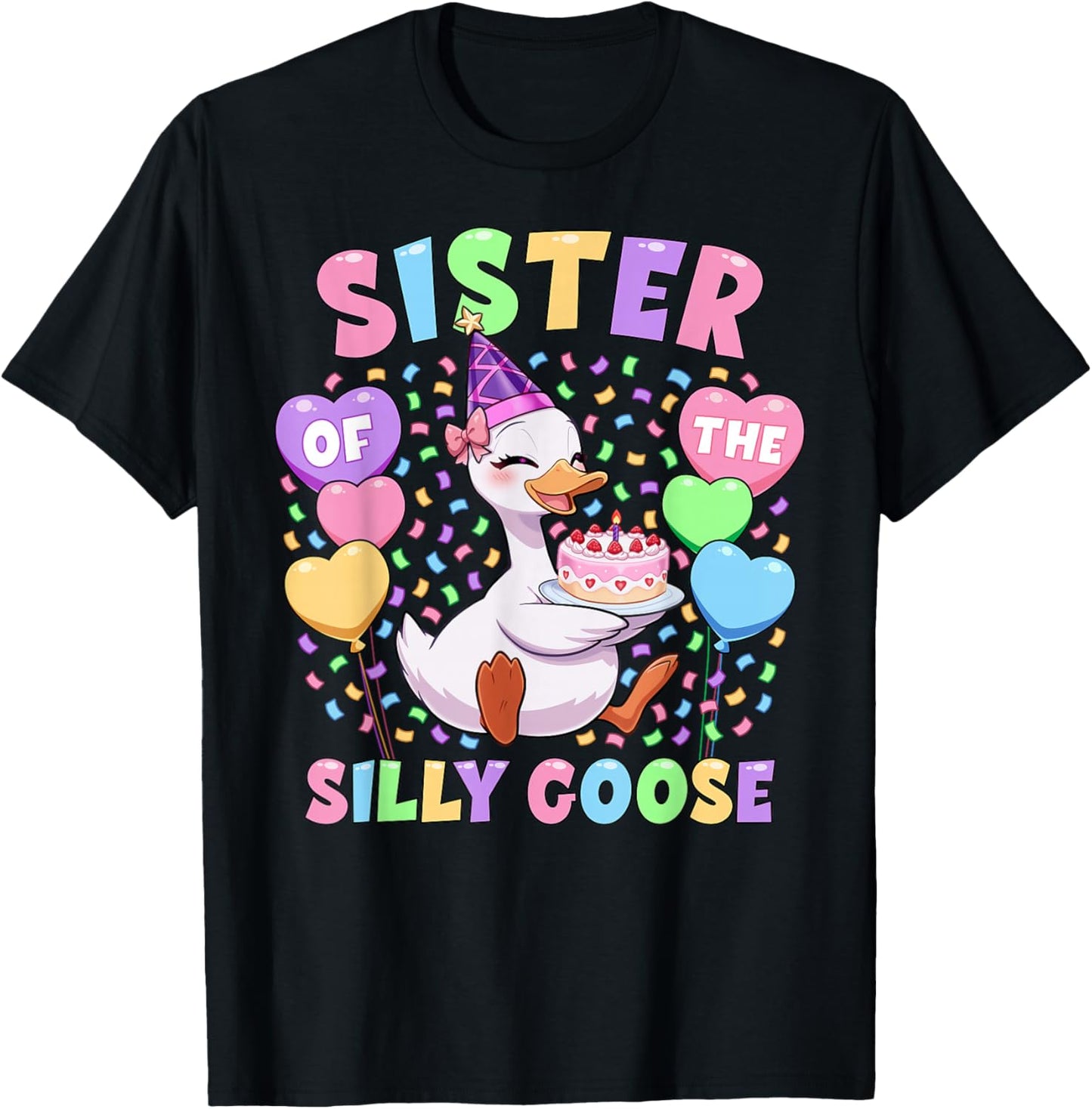 Sister of The Silly Goose First Birthday Matching Family T-Shirt - T-Shirt | Black