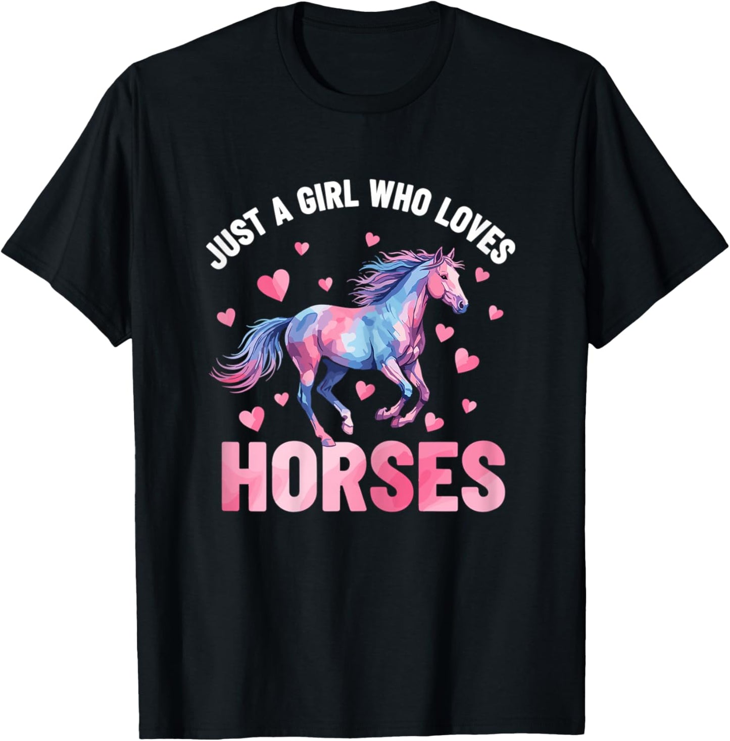 Just A Girl Who Loves Horses Horse Lover T-Shirt - T-Shirt | Black