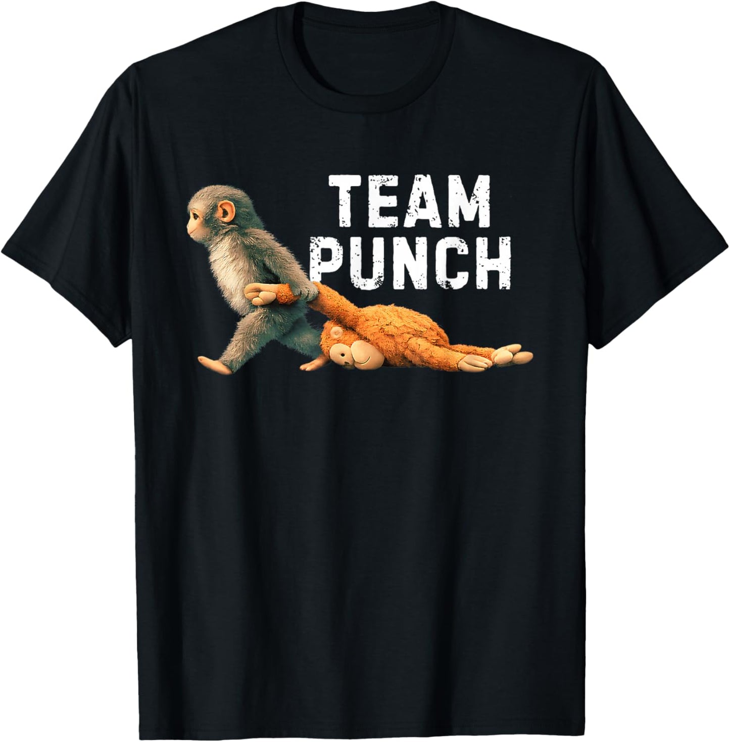 Team Punch Baby Monkey Punch Trend Meme Graphic T-Shirt - T-Shirt | Black