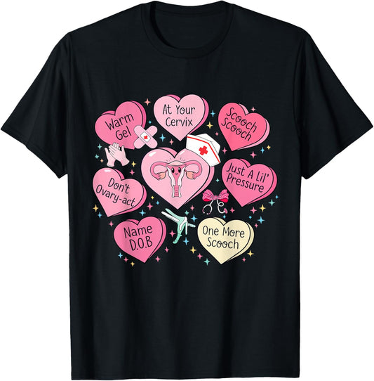 OBGYN Nurse Heart Candy Valentine Obstetrician Gynecologist T-Shirt - T-Shirt | Black