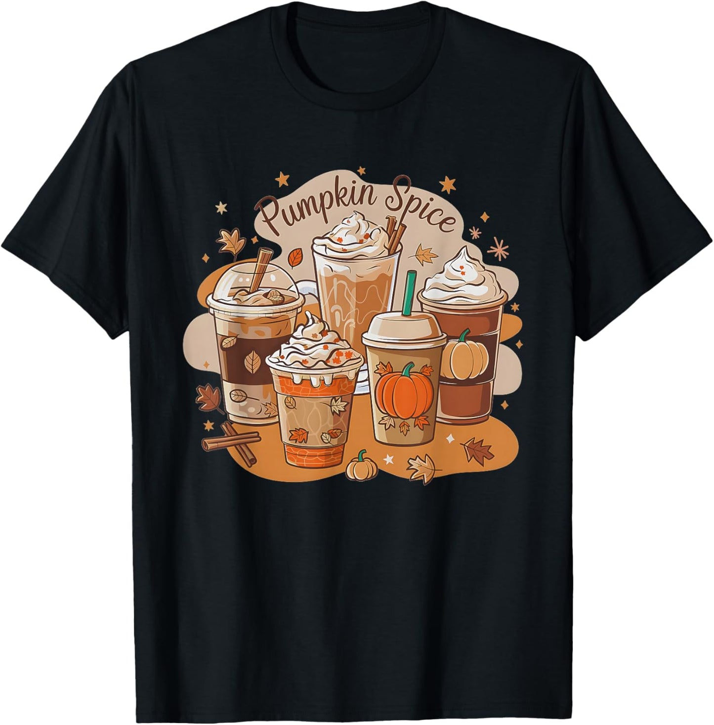 Fall Thanksgiving Pumpkin Spice Coffee Latte Autumn Season T-Shirt - T-Shirt | Black