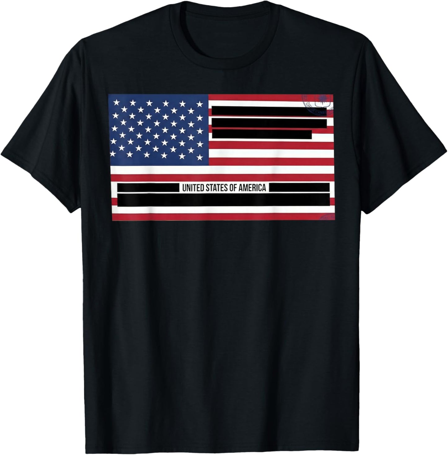 Censored Documents American Flag | United States of America T-Shirt - T-Shirt | Black