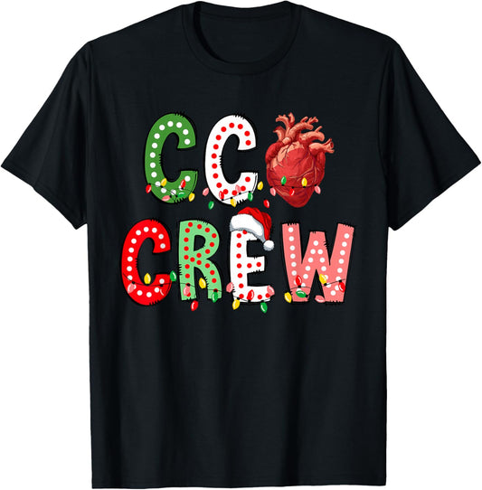 CCU Crew Christmas Lights Coronary Care Unit Nurse Rehab RN T-Shirt - T-Shirt | Black
