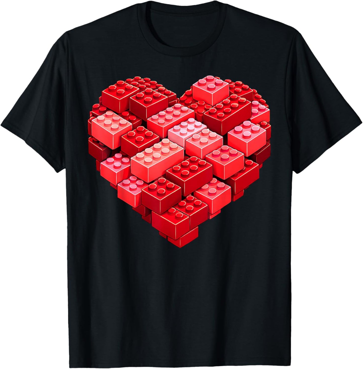 Valentines Day Heart Building Blocks Bricks Boys Kid Toddler T-Shirt - T-Shirt | Black