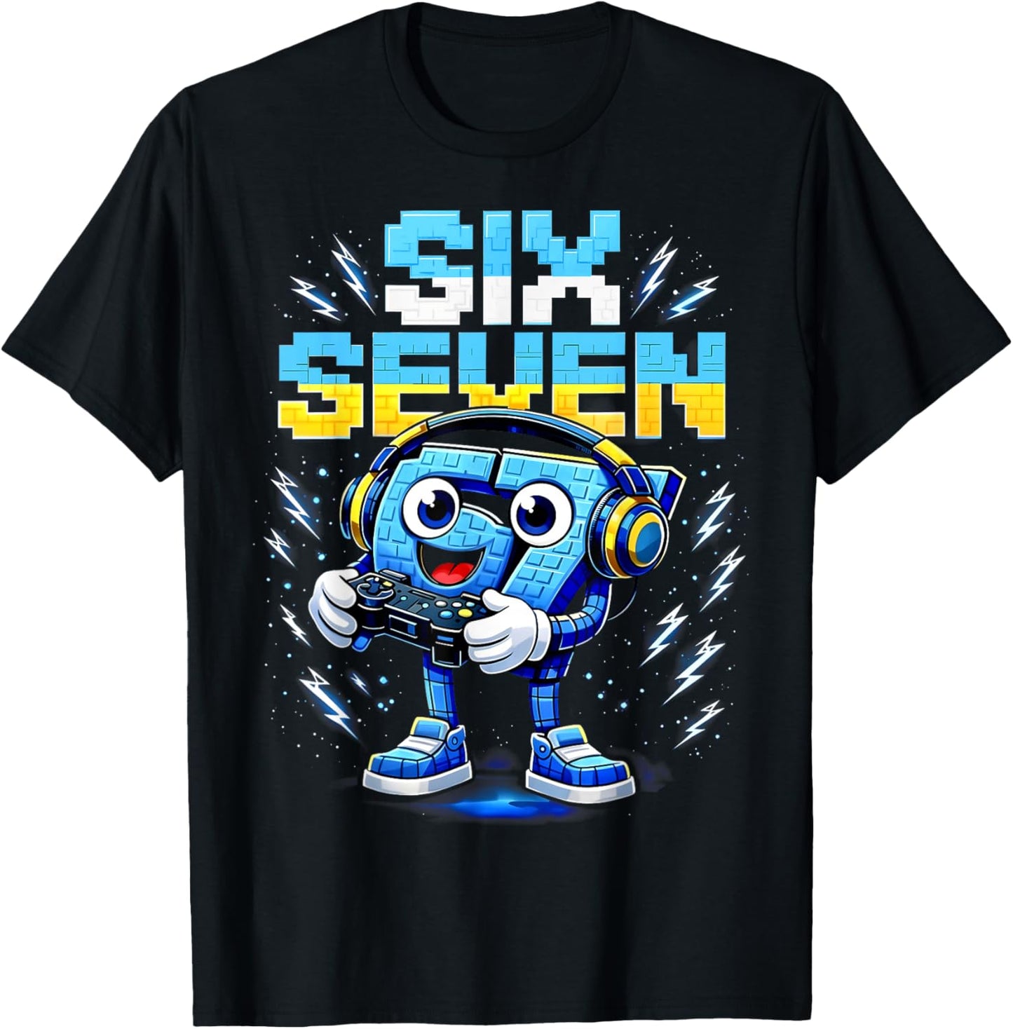 Funny Six Seven 67 Italian Brainrot Gamer Boy Gifts for Kids T-Shirt - T-Shirt | Black
