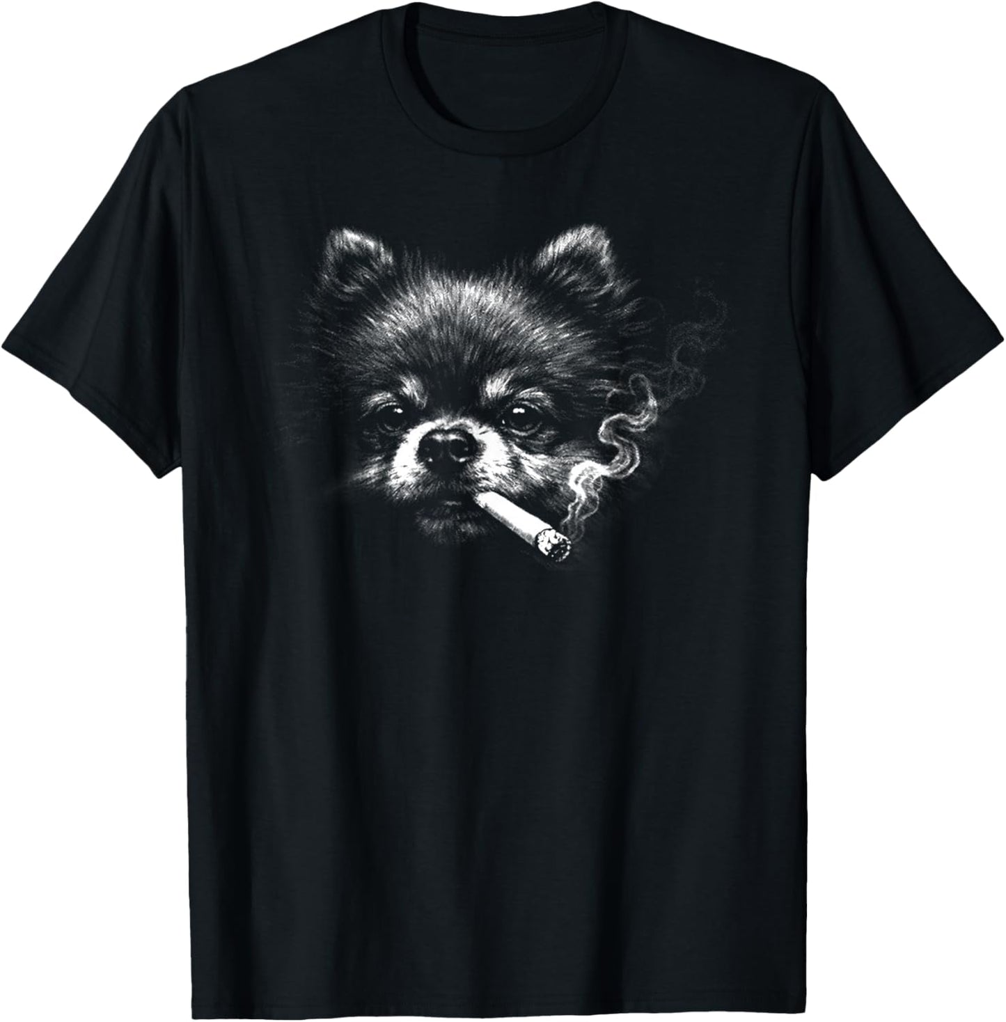 Dog Smoking Funny Pomeranian Smoking Dog Meme T-Shirt - T-Shirt | Black