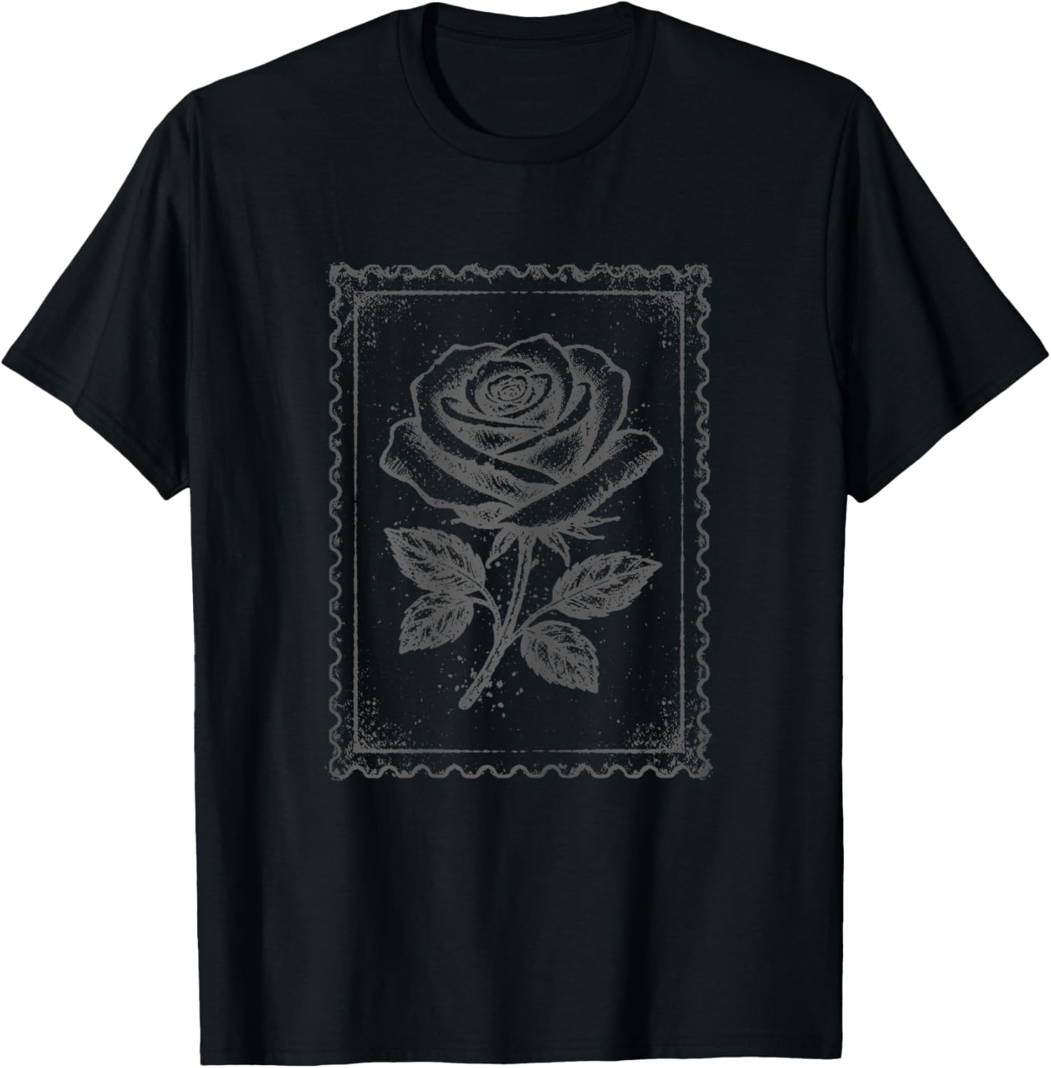 Grunge Rose Vintage Floral Distressed Graphic Women Girls T-Shirt - T-Shirt | Black