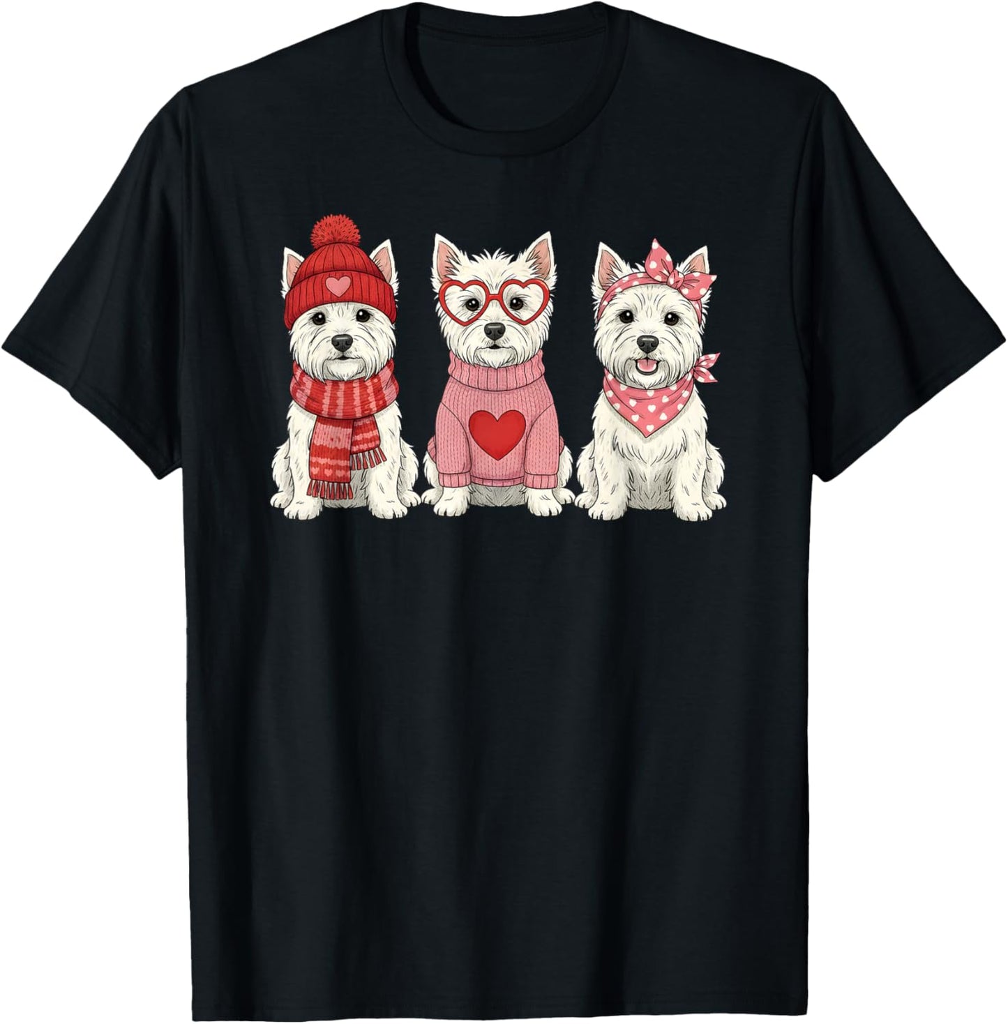 Cute West Highland White Terrier Valentine Westie Dog T-Shirt - T-Shirt | Black