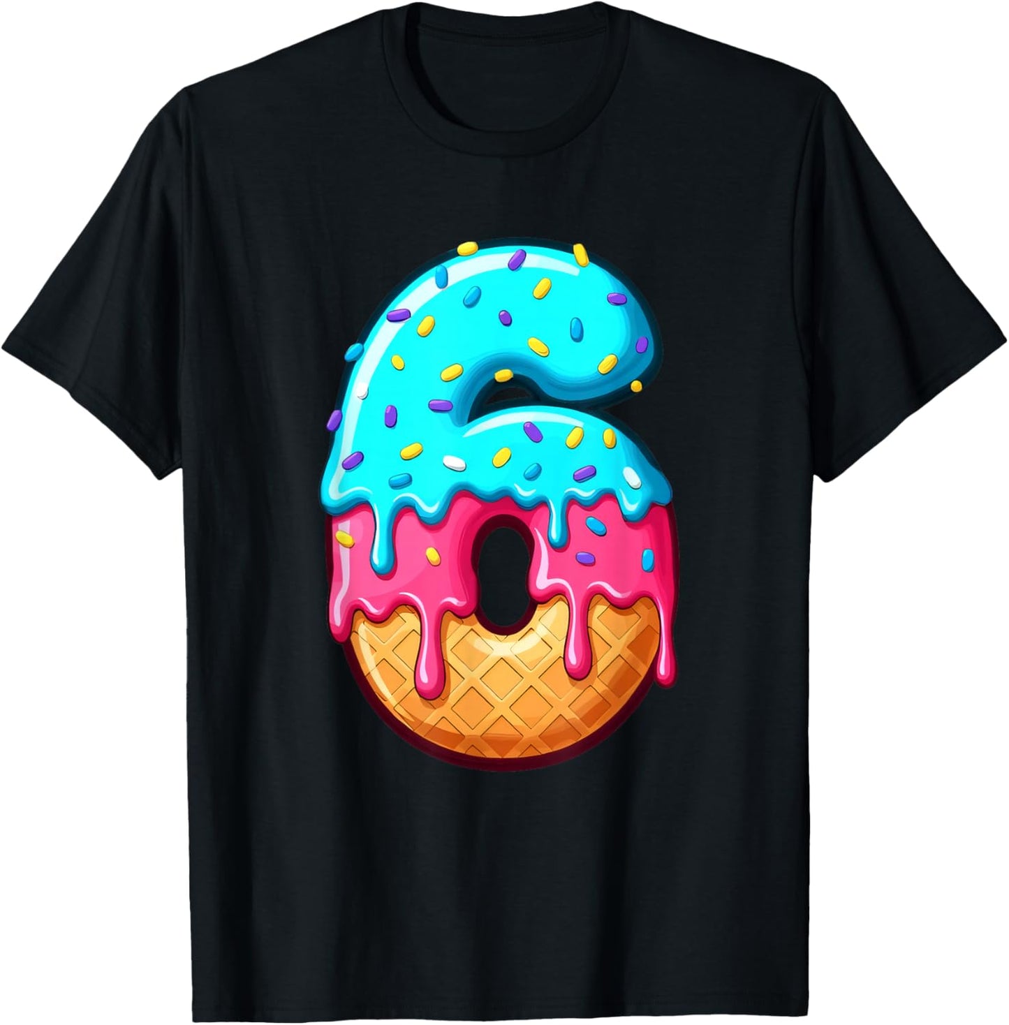 Funny 67 Number 6 Ice Cream Drip Meme Matching Group Costume T-Shirt - T-Shirt | Black