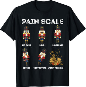 Pain Scale Xmas Nutcracker Soldiers Funny Pain Assessment T-Shirt - T-Shirt | Black