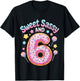 Kids 6th Birthday Girl Sweet Sassy and 6 Donut T-Shirt - T-Shirt | Black