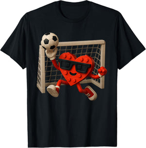 Goalie Valentines Day Soccer Heart Building Brick Boys Kids T-Shirt - T-Shirt | Black
