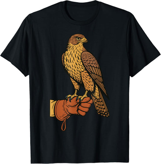 Falconry Gloves Equipment Peregrine Falcon Design T-Shirt - T-Shirt | Black