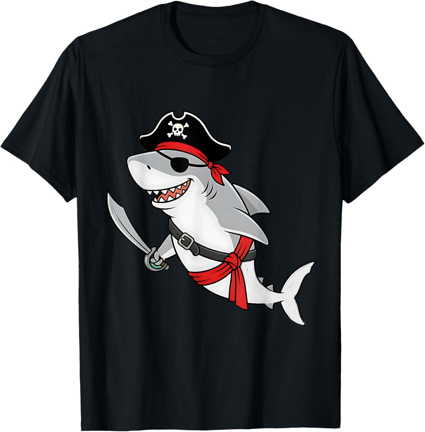 Pirate Shark Toddler Boy Funny Kids Halloween Costume T-Shirt - T-Shirt | Black