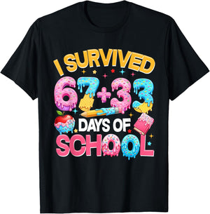 I Survived 67 33 Days of School for Girl Boys Kids 100th Day T-Shirt - T-Shirt | Black
