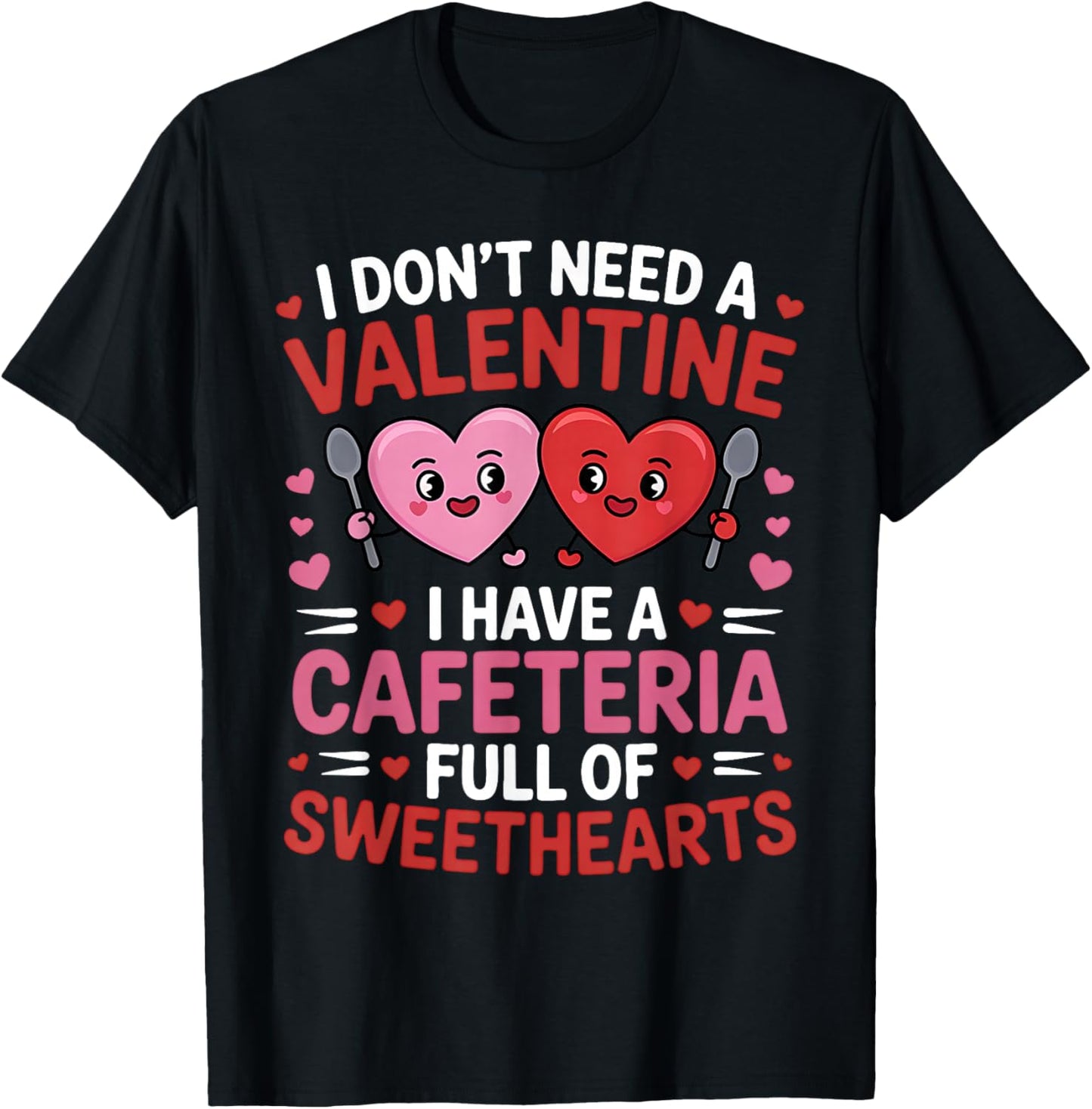 Funny Lunch Lady Valentine's Day Women Cafeteria Worker T-Shirt - T-Shirt | Black