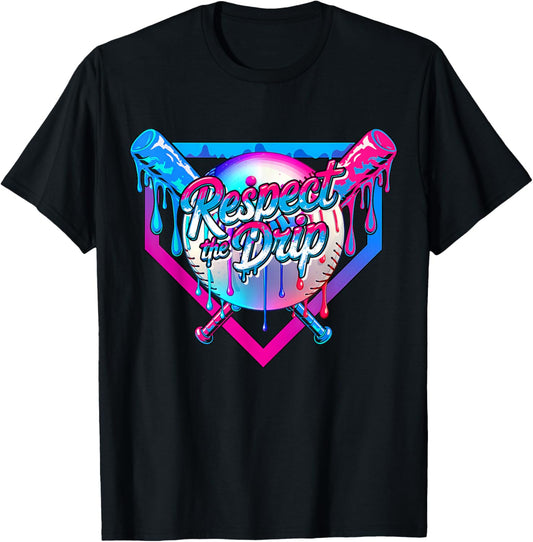 Respect The Drip Baseball Ice Cream for Kids Boys Youth T-Shirt - T-Shirt | Black