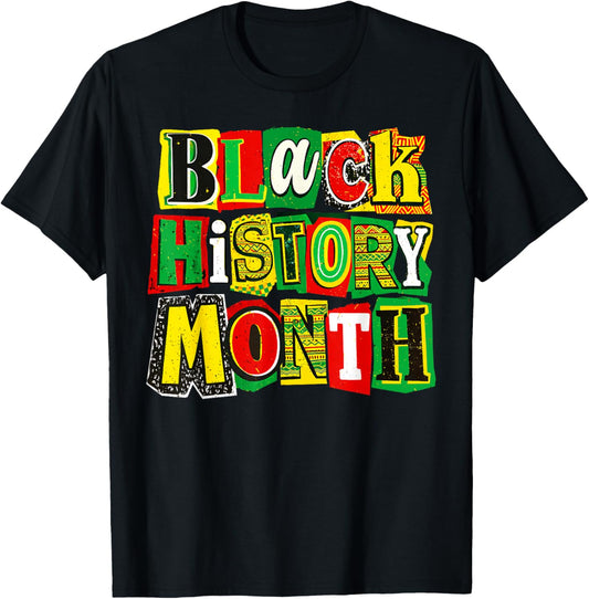 Black History Month Collage Funny Afro American History T-Shirt - T-Shirt | Black