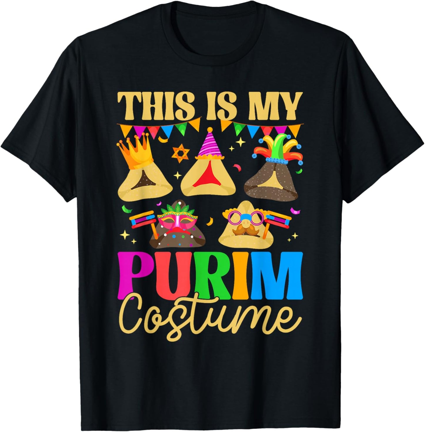 This is My Purim Costume Hamantash Hamantaschen Jewish PJS T-Shirt - T-Shirt | Black