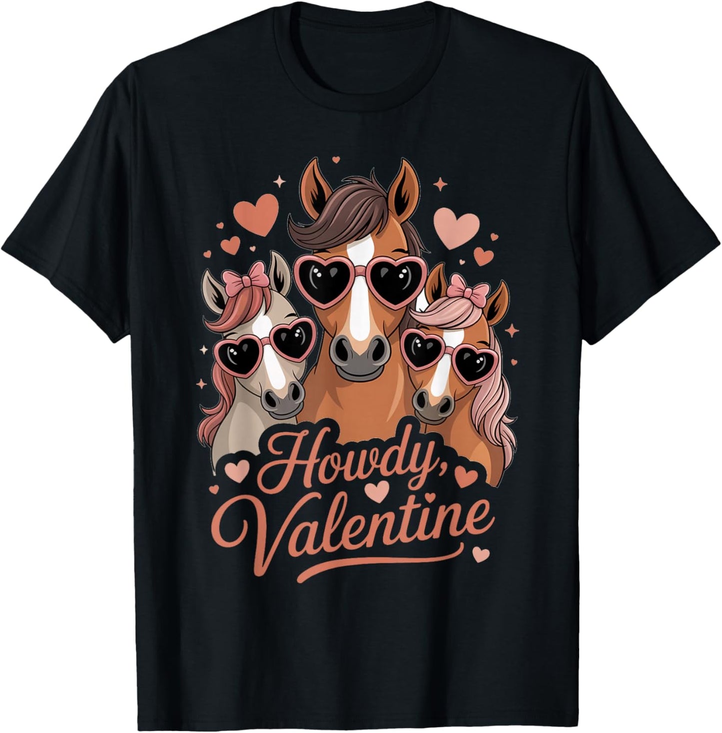 Howdy Valentine Cute Horses Valentines´s Day T-Shirt - T-Shirt | Black