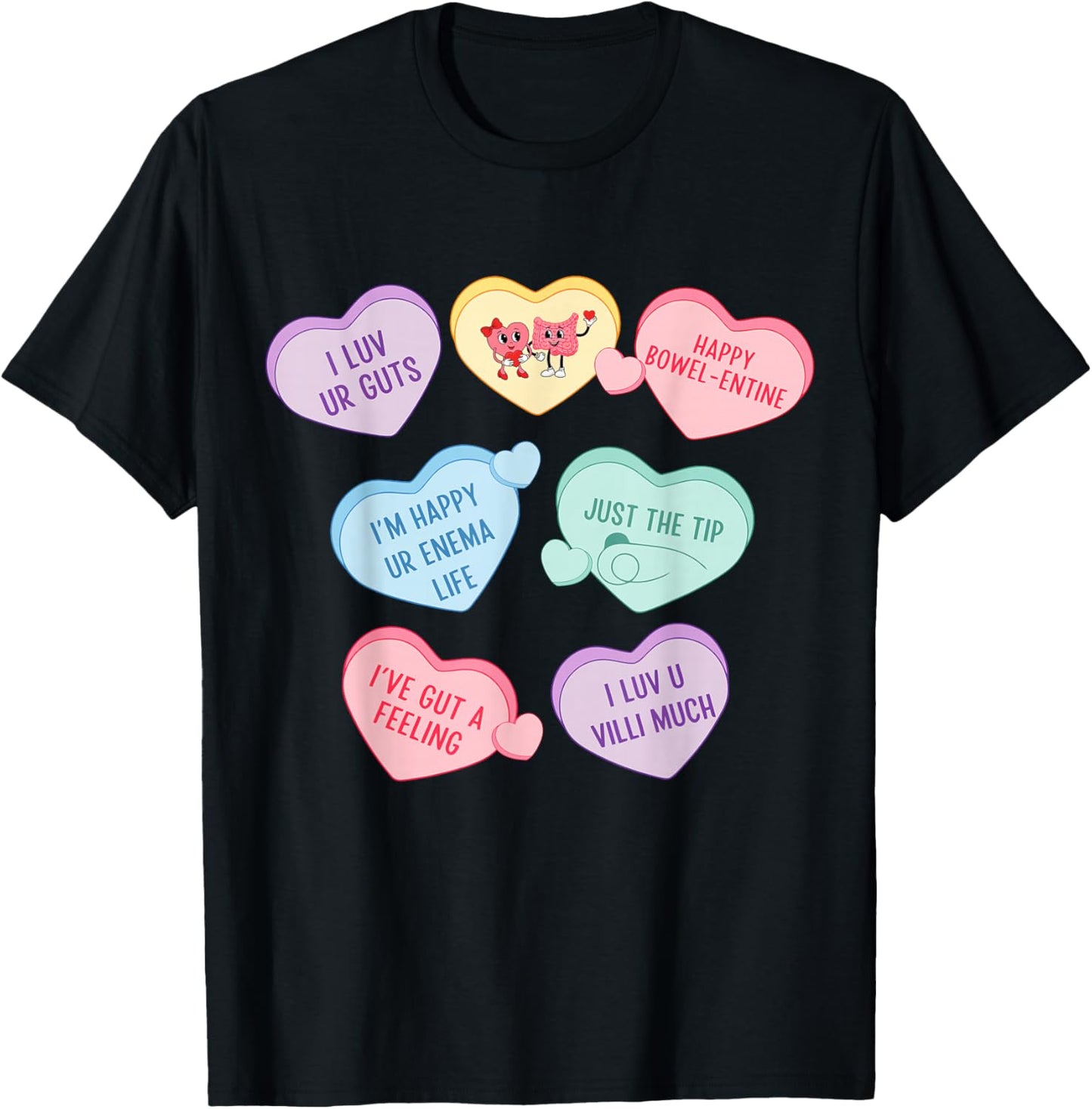 GI Nurse Valentine's Hearts Candy Gastroenterology Endo Tech T-Shirt - T-Shirt | Black