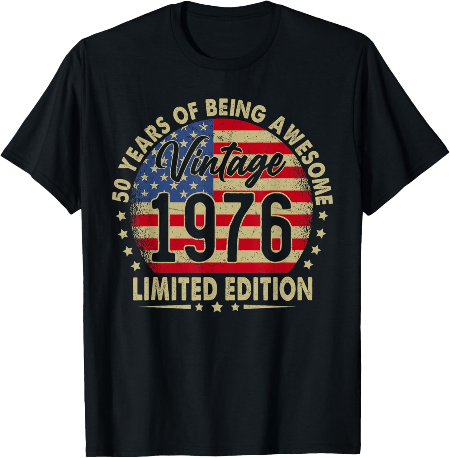 Vintage 1976 Limited Edition 50 Years Old 50th Birthday T-Shirt - T-Shirt | Black