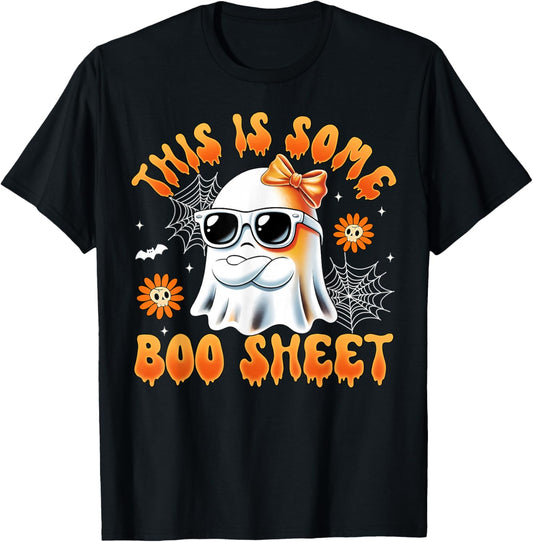 This is Some Boo Sheet Ghost Bow Halloween Women Kids Girls T-Shirt - T-Shirt | Black