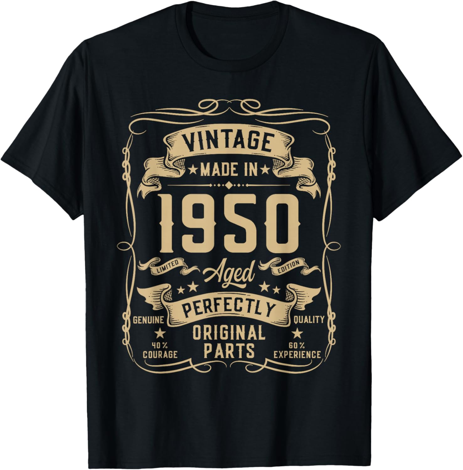 Vintage 1950 76yr 76th Birthday Gifts 76 Years Old T-Shirt - T-Shirt | Black
