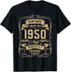 Vintage 1950 76yr 76th Birthday Gifts 76 Years Old T-Shirt - T-Shirt | Black