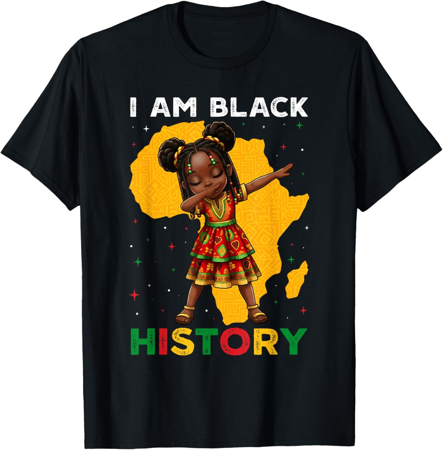 I Am Black History Dabbing Girl Melanin African Girls Kids T-Shirt - T-Shirt | Black