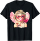 Pink Funny Sunglasses Cupid Blowing Bubble Gum Valentines T-Shirt - T-Shirt | Black