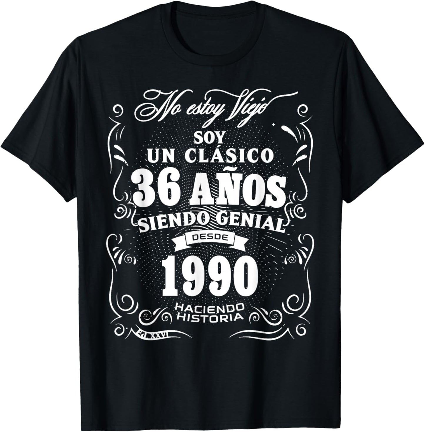 Vintage 36th Birthday Men Funny 1990 36 Birthday Spanish T-Shirt - T-Shirt | Black