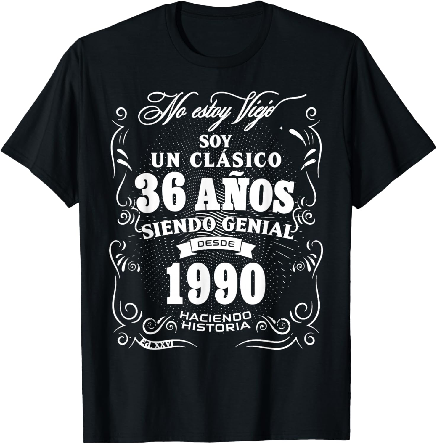 Vintage 36th Birthday Men Funny 1990 36 Birthday Spanish T-Shirt - T-Shirt | Black