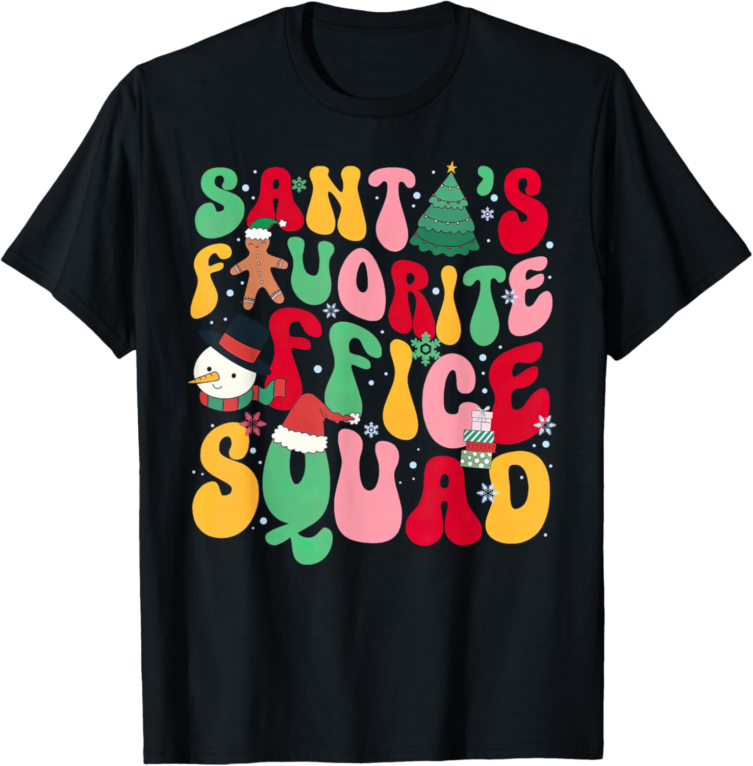 Groovy Santa Favorite Office Squad Christmas Admin Staff T-Shirt - T-Shirt | Black