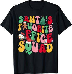 Groovy Santa Favorite Office Squad Christmas Admin Staff T-Shirt - T-Shirt | Black