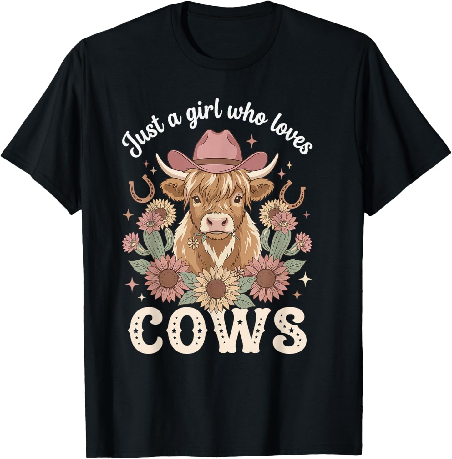 Just A Girl Who Loves Cows Highland Cattle Farm Animal Pet T-Shirt - T-Shirt | Black