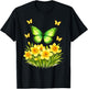Daffodil Butterfly Flower Gardening Floral T-Shirt - T-Shirt | Black